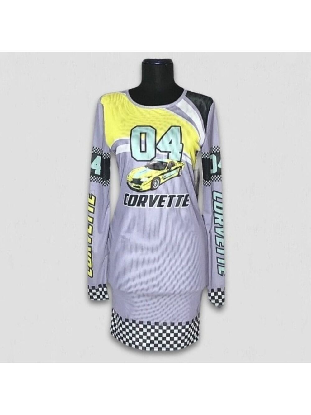 General Motors Corvette Graphic Mini Bodycon Dress Purple M